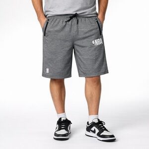 NBA Mens Basketball Athletic Shorts Gray Heather Zipper Pockets Size Large